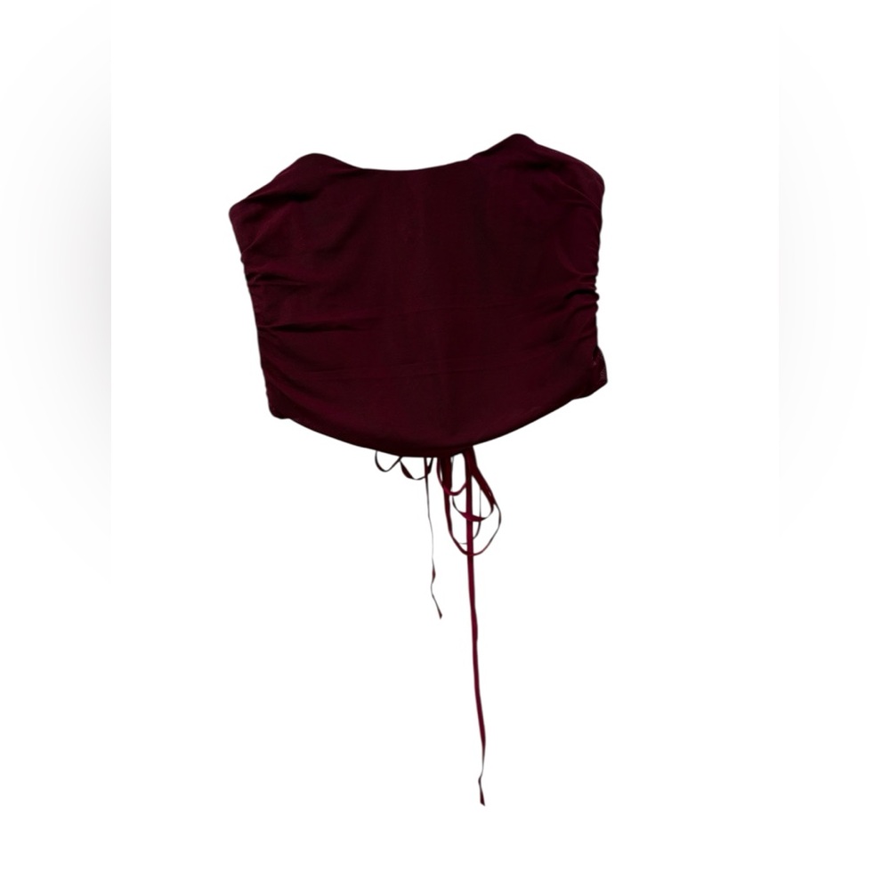 Source Unknown Burgundy Strapless corset top. Dark Academia style.